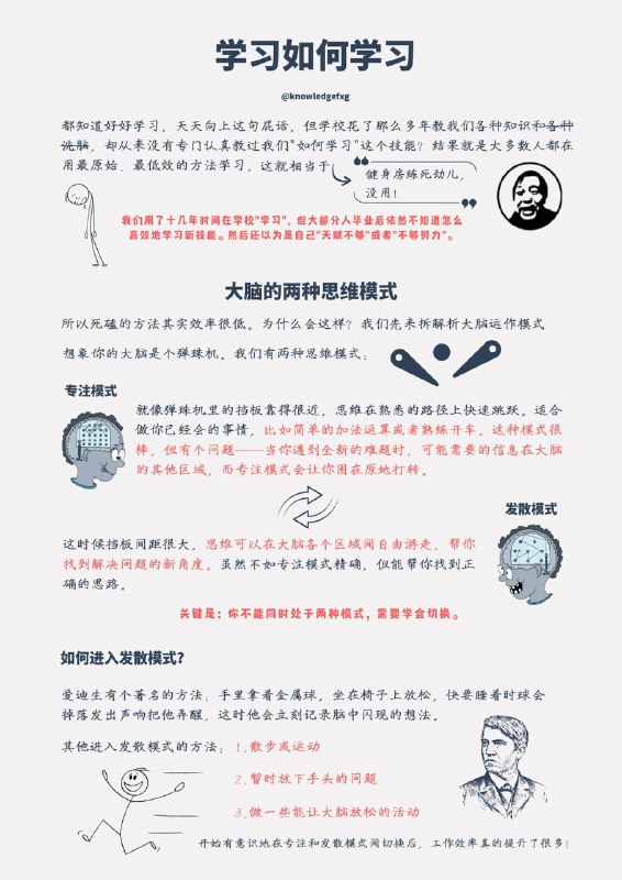 学习如何学习这里也推荐我最近读的一本书《Learning How to Learn》，作者Barbara Oakley，我把里面的重点提炼了一下，感兴趣的可以去读读原版，相信也会受益匪浅