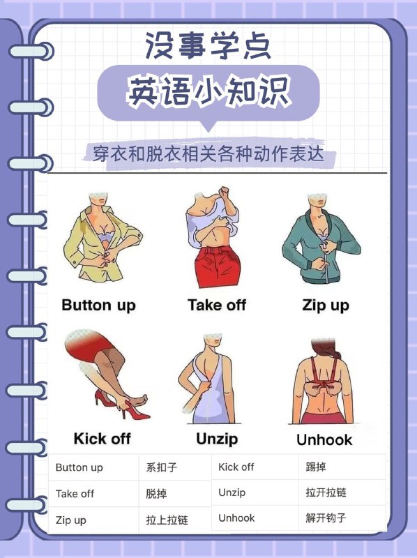 没事学点英语小知识：穿衣与脱衣的相关英文表达