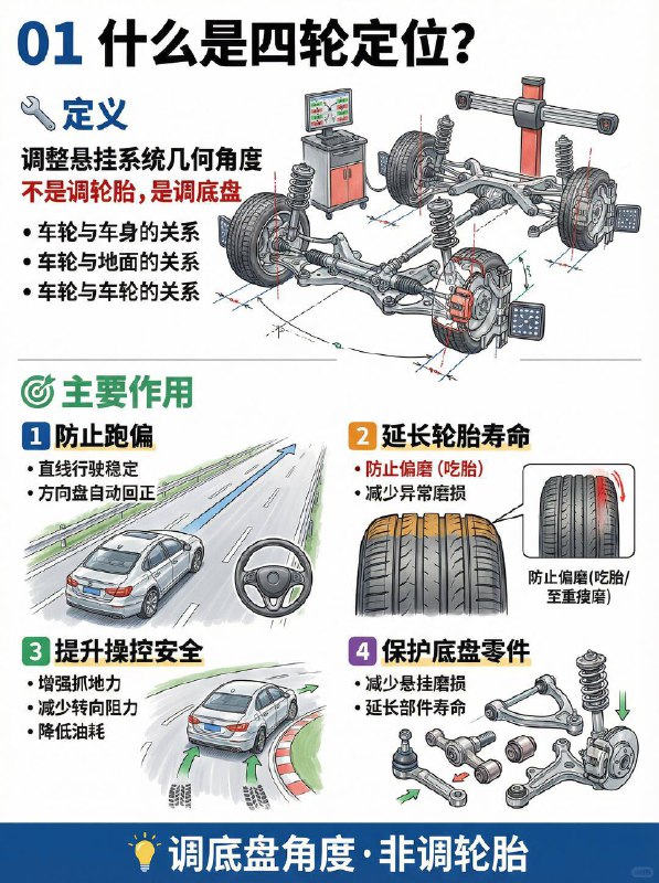 汽车小知识 ⚠️方向盘歪？吃胎？别忽视“四轮定位”！很多司机分不清“动平衡”和“四轮定位”