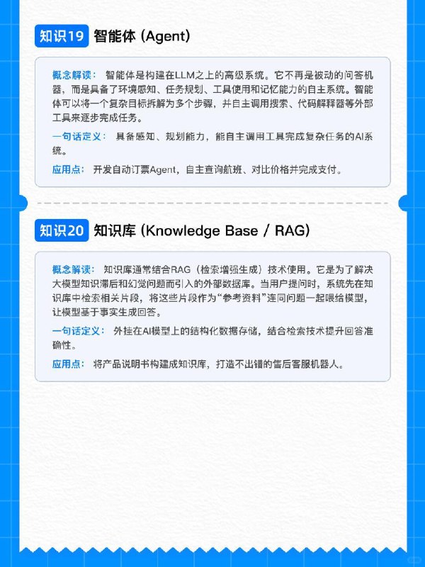 🟦关于学习AI的20个基础知识📮为了让大家更好学习AI，我整理了20个关于AI的基础知识，可以帮大家快速了解AI的一些基础概念，快速入手，对AI能有些基础的认知