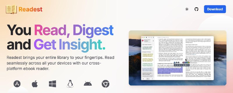 一款很适合书虫们的开源电子书阅读器：Readest支持全平台使用，格式覆盖 EPUB、MOBI、PDF 等主流格式，对 CSS3 高级样式支持得最好，并提供跨平台书签/进度同步、DeepL 翻译、文字转语音、词典/维基查询、高亮笔记等丰富功能，如果你是重度阅读者，尤其是需要在多台设备上读书、做笔记、查翻译的那种，这个项目很值得试试