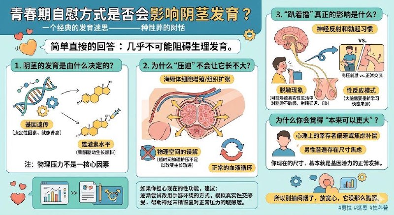 关于青春期自慰方式是否会影响阴茎发育这是一个很多男性在成长过程中都曾担心的经典“发育迷思”