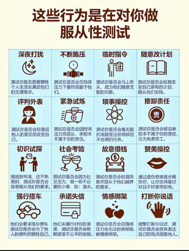 「16种常见的“服从性测试”行为」