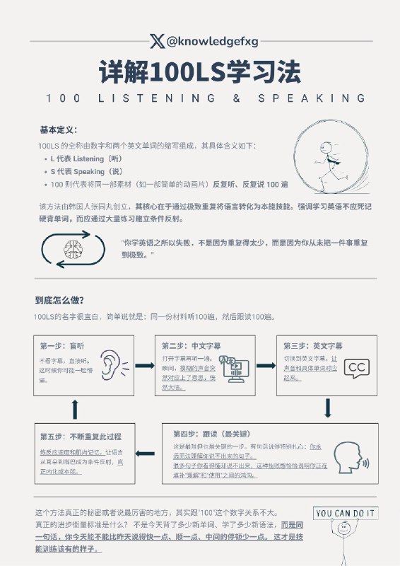 你学英语之所以失败，不是因为重复得太少，而是因为你从未把一件事重复到极致