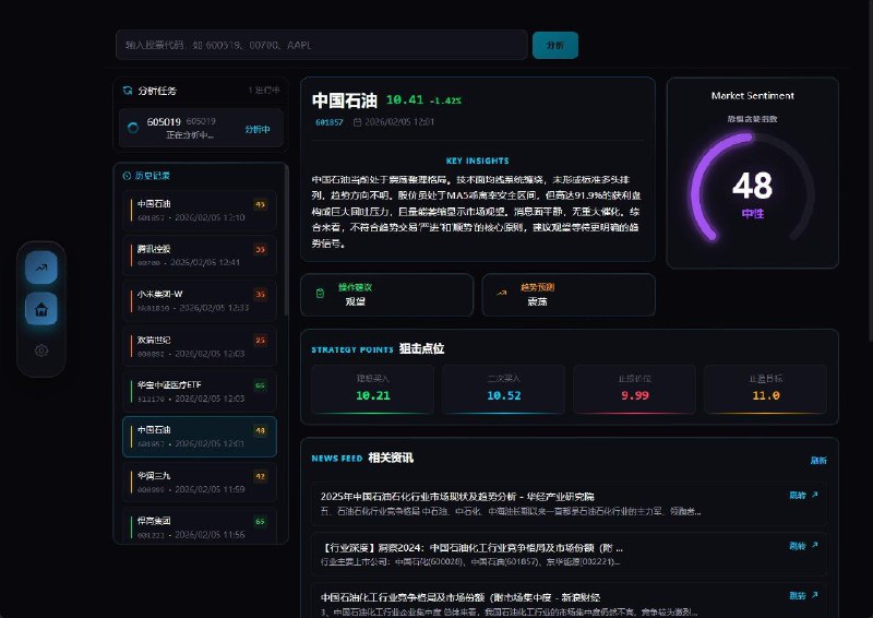一个做投资的实用开源小工具：daily_stock_analysis基于 AI 大模型的自选股智能分析系统，每天自动帮你分析你的自选股、不只涨跌，而是把技术面、筹码分布、实时新闻舆情全部综合起来，最后给你一个清晰的"决策仪表盘"，分析结果推送到微信、飞书、Telegram 或者邮箱等等