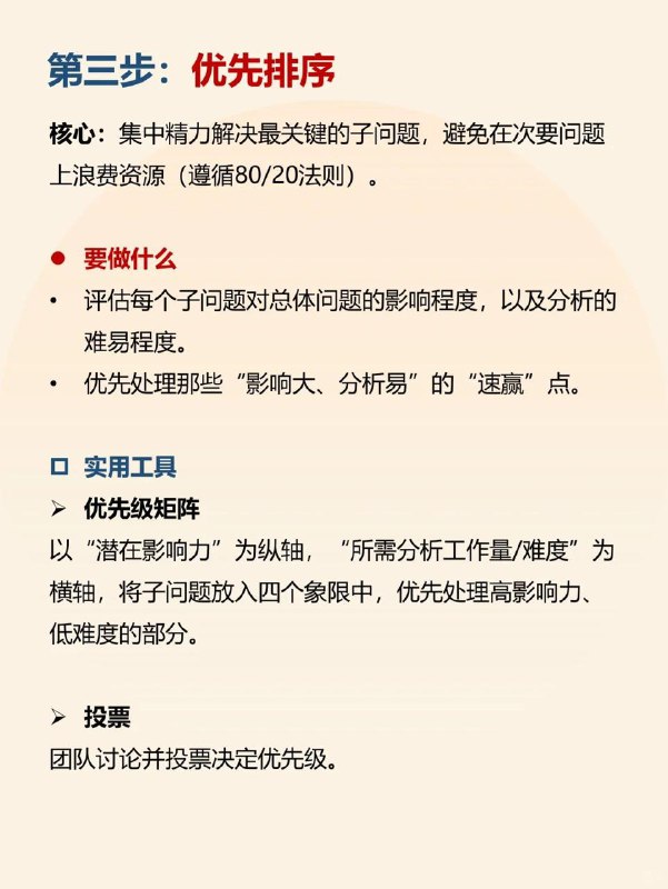 麦肯锡工作法，7步高效解决问题麦肯锡7步问题分析法是一个经典、结构化且极其高效的问题解决框架