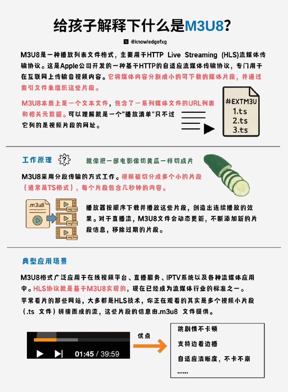 给孩子解释下什么是M3U8？#编程小知识 #计算机网络小知识 #给孩子解释下