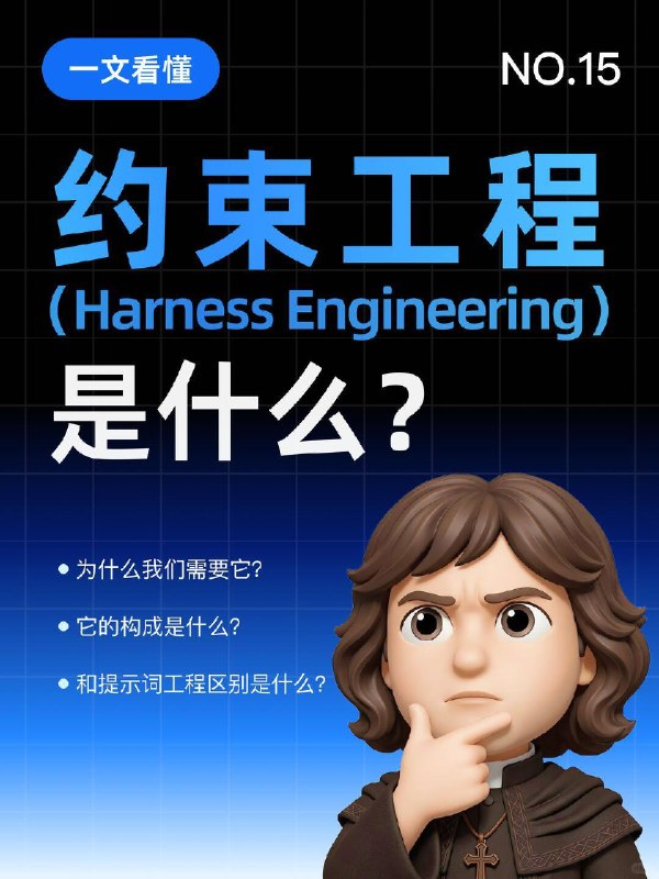 每天一个AI知识：Harness Engineering在2026年初，OpenAI 提出了一项名为 Harness Engineering（约束工程） 的全新概念，其迅速成为 AI 与软件工程领域的核心热点