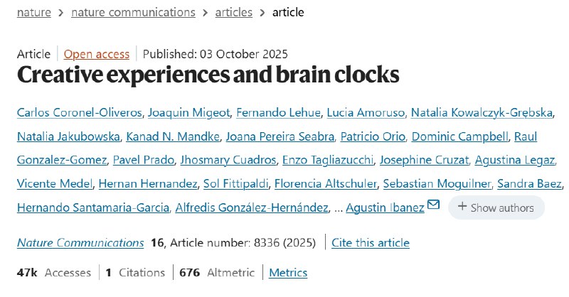创意活动或能延缓大脑衰老，让你的“脑龄”倒着走！？最新发表于《自然·通讯》的一项大规模研究指出，无论是跳探戈、演奏音乐、绘画还是玩策略游戏，从事创造性活动似乎都能有效延缓大脑的衰老 