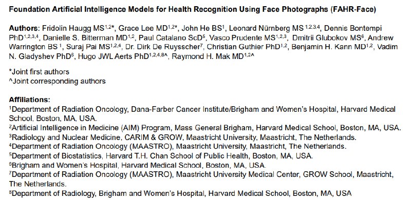 AI“看脸”知健康：哈佛新模型可从照片评估生物年龄和生存风险近日，哈佛大学丹娜法伯癌症研究院等机构的研究人员发布了一项突破性成果