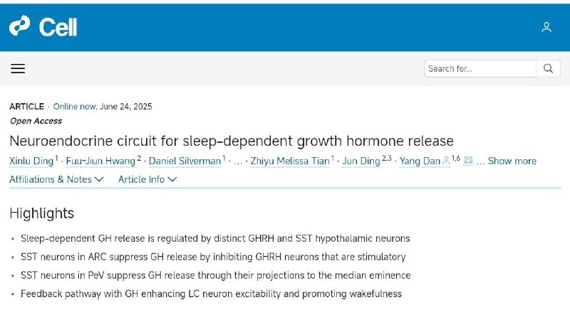 "睡得好才能长得高？睡眠与生长激素的“双向奔赴”"一项发表在Cell旗下期刊《Neuron》的最新研究揭示了睡眠与生长激素（GH）之间精密的神经内分泌调控机制