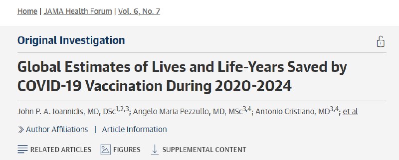 新冠疫苗四年功绩评估：全球挽救 250 万生命，老年人是主要受益者近日，《美国医学会健康论坛》（JAMA Health Forum）的一项研究，对 2020 至 2024 年间全球新冠疫苗的效益进行了评估