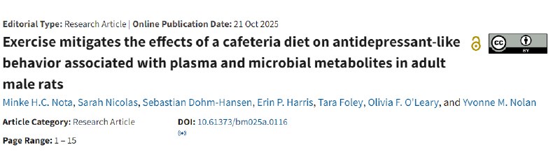 运动能抵御高脂高糖饮食的“情绪暴击”吗？大鼠研究揭示关键机制高脂高糖的“西式饮食”不仅催人肥胖，还可能导致抑郁和焦虑 