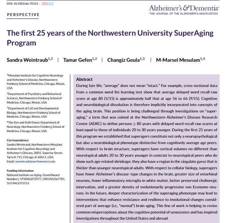 揭秘“超级大脑”：为何有人的记忆力能抵抗岁月侵蚀？面对衰老，为何有少数“超级老人”能保持着与年轻人相当的非凡记忆力？美国西北大学一项长达25年的研究，深入探究了这一现象背后的生物学秘密 