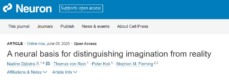 大脑如何区分现实与想象：梭状回的“超能力”揭示！伦敦大学学院的神经科学家们在《神经元》（Neuron）期刊上发表了一项新研究，揭示了大脑区分现实与想象的关键机制 
